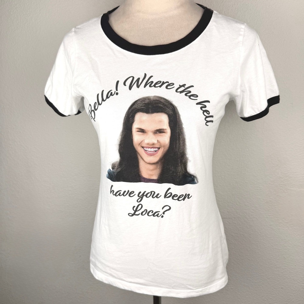 Hot Topic Twilight Jacob Black Where The Hell Have You Been Loca Ringer Tee Med - Picture 2 of 8